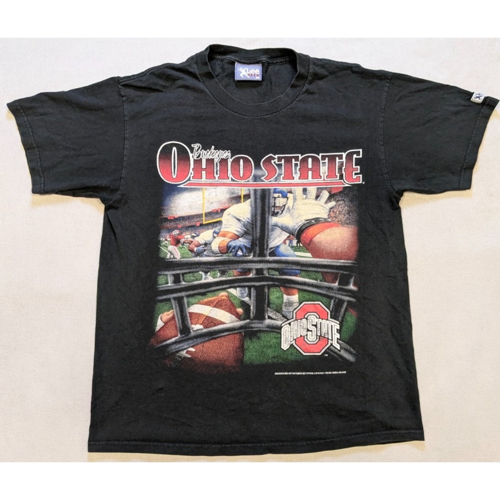 Vintage Ohio State Buckeyes Shirt Mens Large Black Nutmeg Football 90s Lee Sport